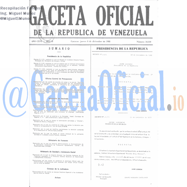 Gaceta Oficial 34110 del 8 Diciembre 1988
