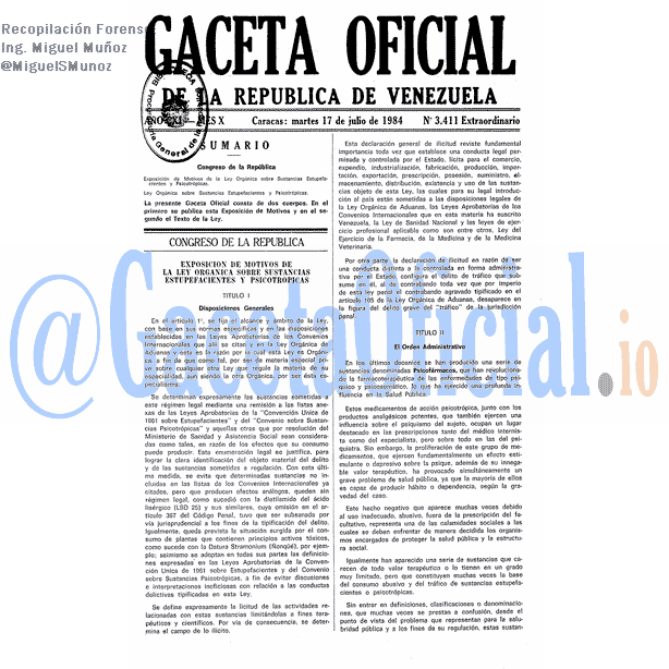 Gaceta Oficial 3411 del 17 Julio 1984