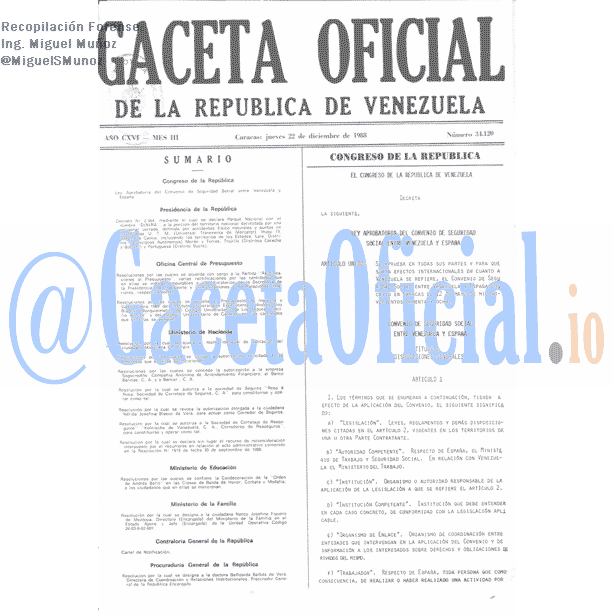 Gaceta Oficial 34120 del 22 Diciembre 1988