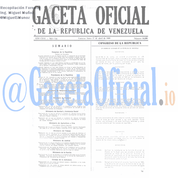 Gaceta Oficial 34200 del 17 Abril 1989