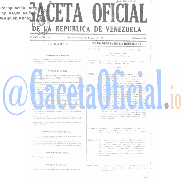 Gaceta Oficial 34203 del 21 Abril 1989
