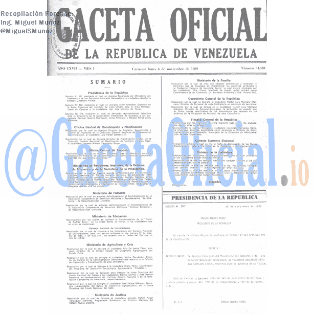 Gaceta Oficial 34340 del 6 Noviembre 1989