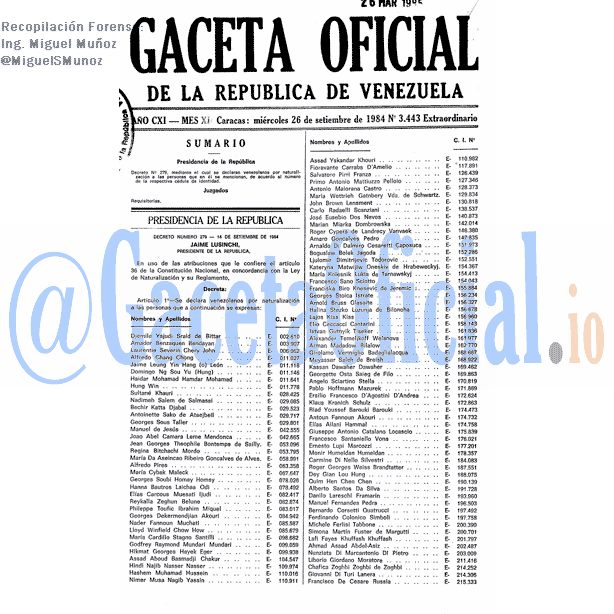 Gaceta Oficial 3443 del 26 Septiembre 1984