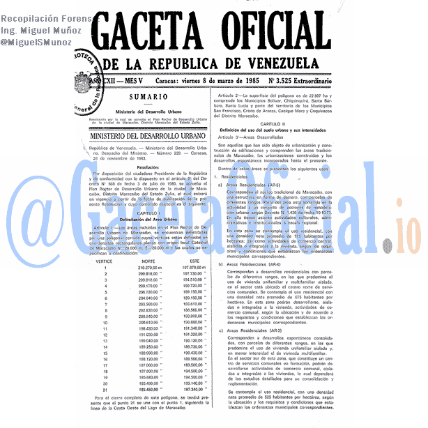 Gaceta Oficial 3525 del 8 Marzo 1985