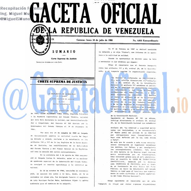 Gaceta Oficial 4034 del 18 Junio 1988