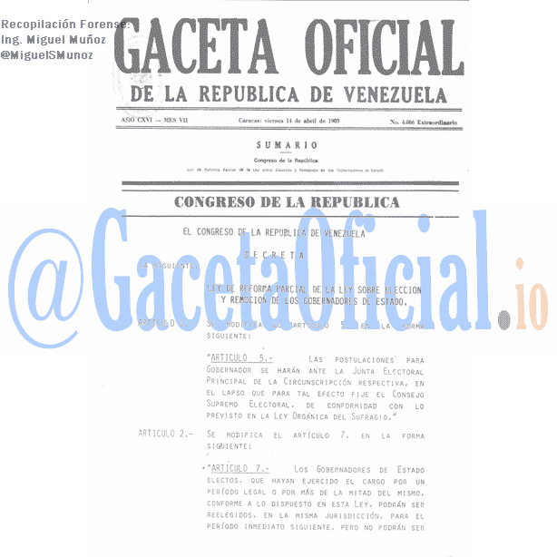 Gaceta Oficial 4086 del 14 Abril 1989