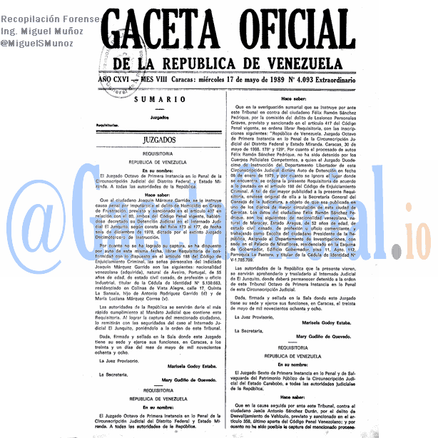 Gaceta Oficial 4093 del 17 Mayo 1989
