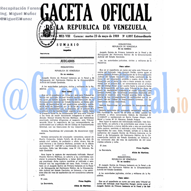 Gaceta Oficial 4097 del 23 Mayo 1989