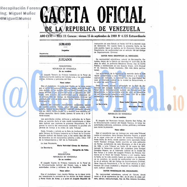 Gaceta Oficial 4125 del 15 Septiembre 1989