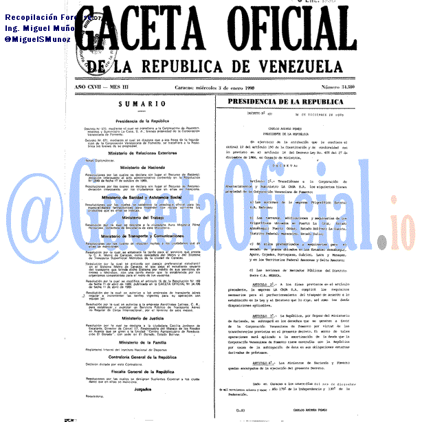 Gaceta Oficial 34380 del 3 Enero 1990