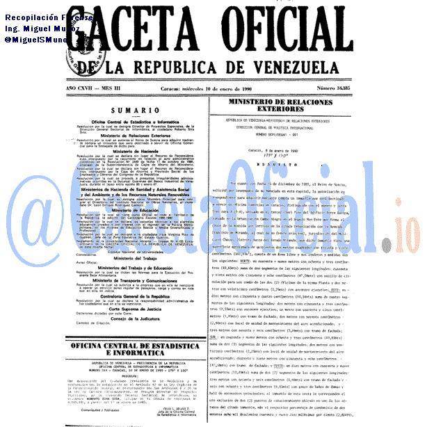 Gaceta Oficial 34385 del 10 Enero 1990