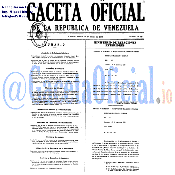 Gaceta Oficial 34399 del 30 Enero 1990
