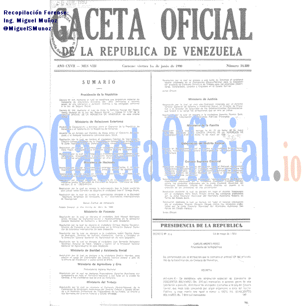 Gaceta Oficial 34480 del 1 Junio 1990