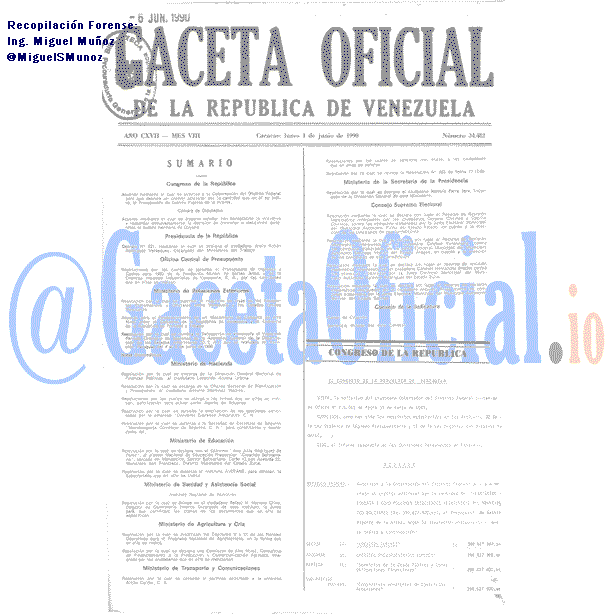 Gaceta Oficial 34481 del 4 Junio 1990
