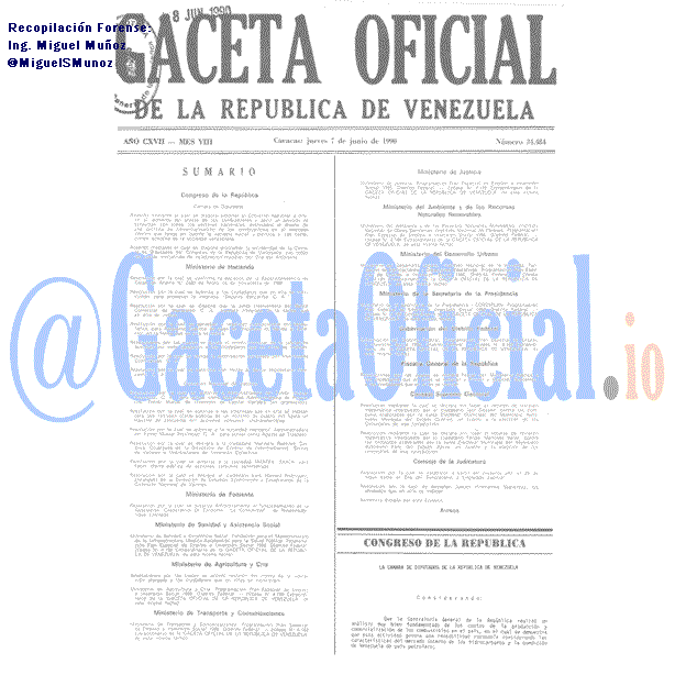 Gaceta Oficial 34484 del 7 Junio 1990