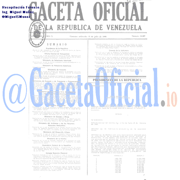 Gaceta Oficial 34507 del 11 Julio 1990