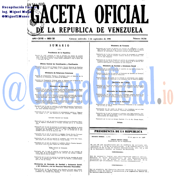Gaceta Oficial 34546 del 5 Septiembre 1990