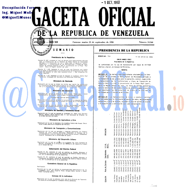 Gaceta Oficial 34560 del 25 Septiembre 1990