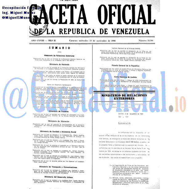 Gaceta Oficial 34594 del 14 Noviembre 1990