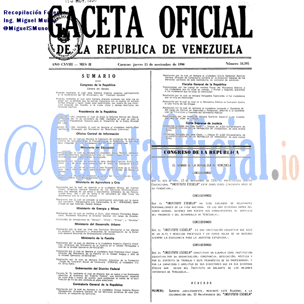 Gaceta Oficial 34595 del 15 Noviembre 1990