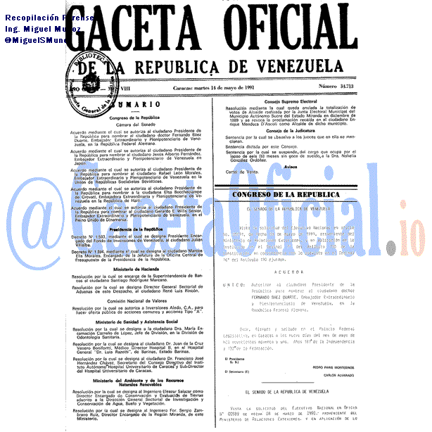 Gaceta Oficial 34713 del 14 Mayo 1991