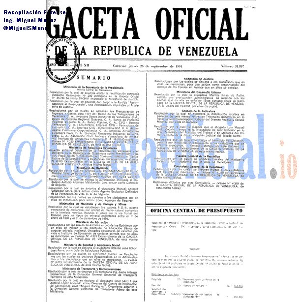 Gaceta Oficial 34807 del 26 Septiembre 1991