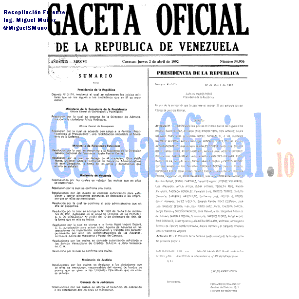 Gaceta Oficial 34936 del 2 Abril 1992