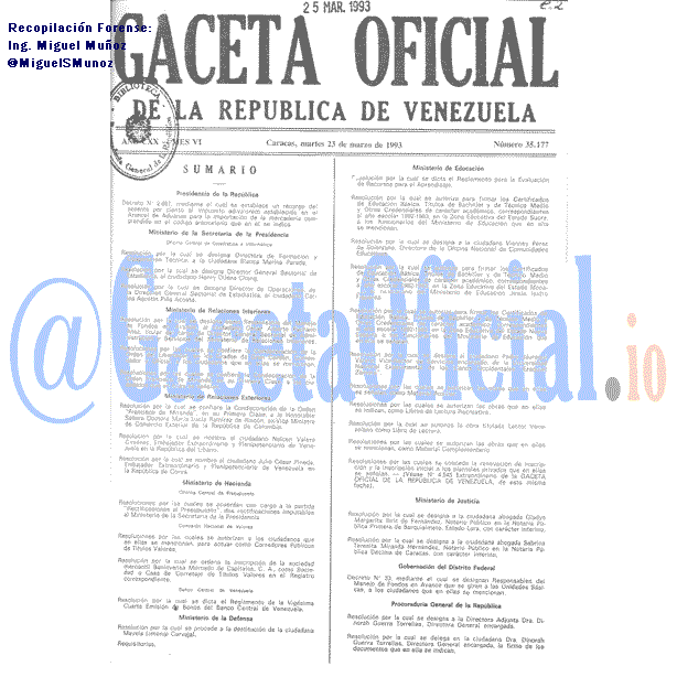 Gaceta Oficial 35177 del 23 Marzo 1993