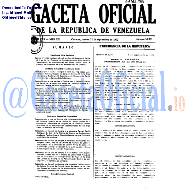 Gaceta Oficial 35301 del 21 Septiembre 1993