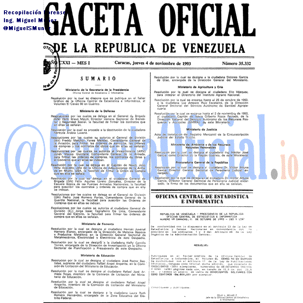 Gaceta Oficial 35332 del 4 Noviembre 1993