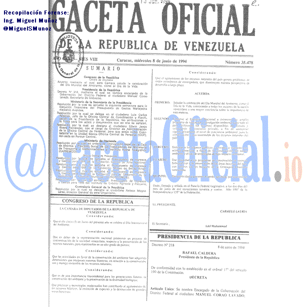 Gaceta Oficial 35478 del 8 Junio 1994