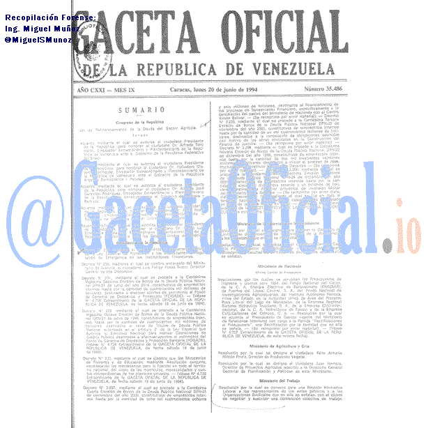 Gaceta Oficial 35486 del 20 Junio 1994