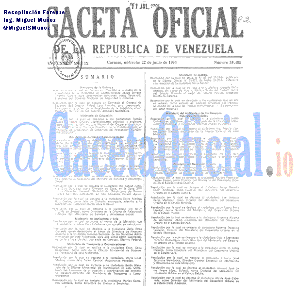 Gaceta Oficial 35488 del 22 Junio 1994