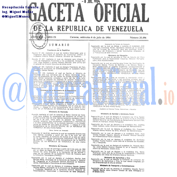 Gaceta Oficial 35496 del 6 Julio 1994