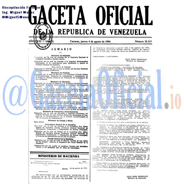 Gaceta Oficial 35517 del 4 Agosto 1994