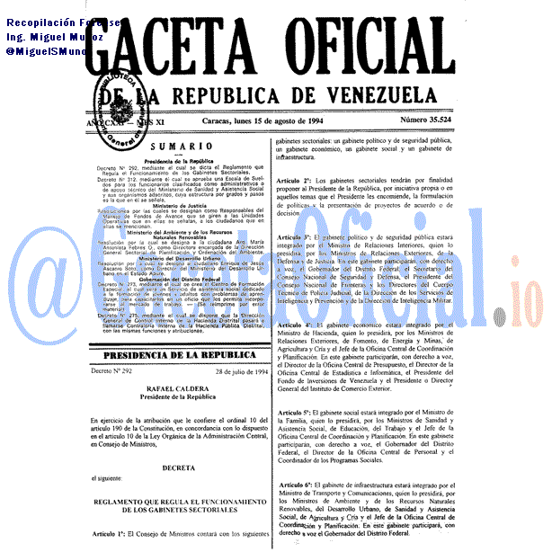Gaceta Oficial 35524 del 15 Agosto 1994