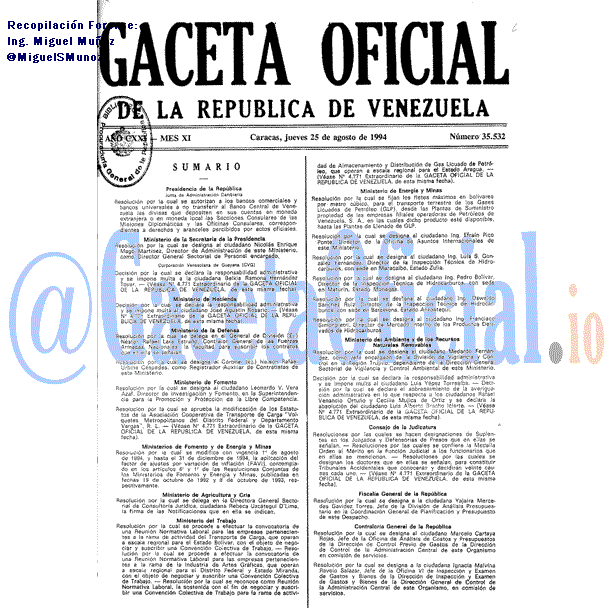 Gaceta Oficial 35532 del 25 Agosto 1994
