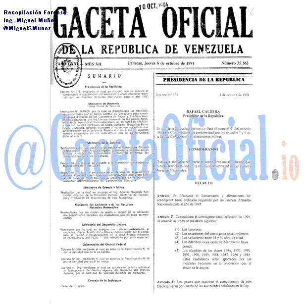 Gaceta Oficial 35562 del 6 Octubre 1994