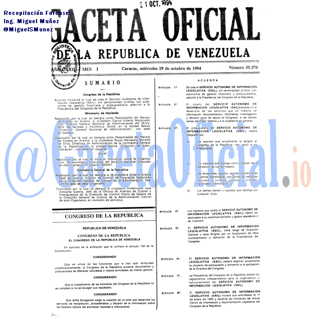 Gaceta Oficial 35570 del 19 Octubre 1994