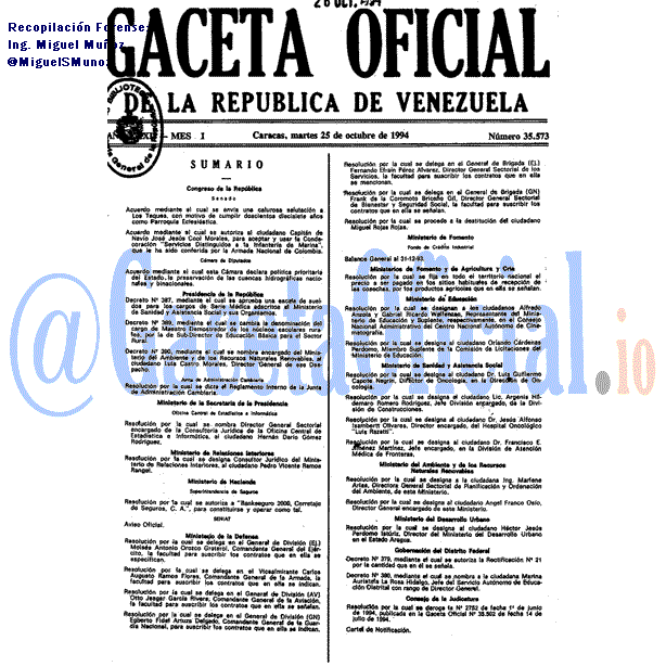 Gaceta Oficial 35573 del 25 Octubre 1994