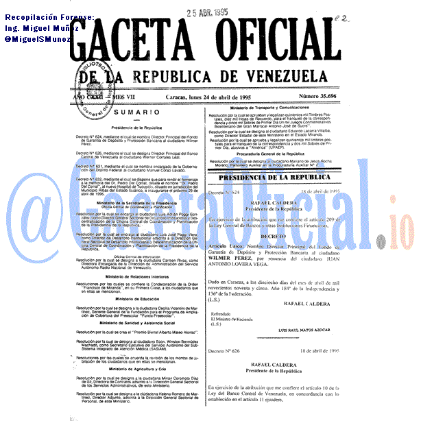 Gaceta Oficial 35696 del 24 Abril 1995