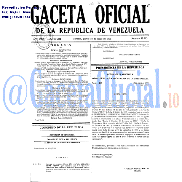 Gaceta Oficial 35713 del 18 Mayo 1995