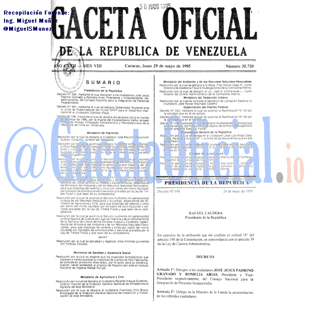 Gaceta Oficial 35720 del 29 Mayo 1995