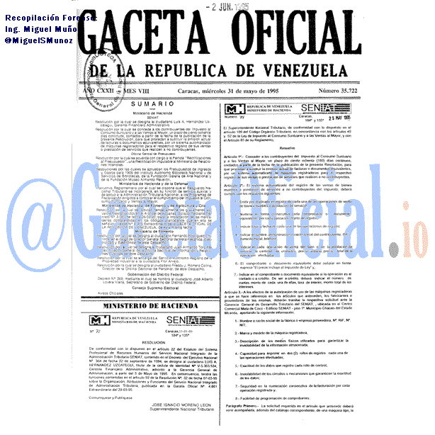 Gaceta Oficial 35722 del 31 Mayo 1995