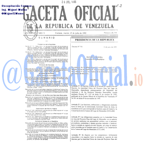 Gaceta Oficial 35759 del 25 Julio 1995