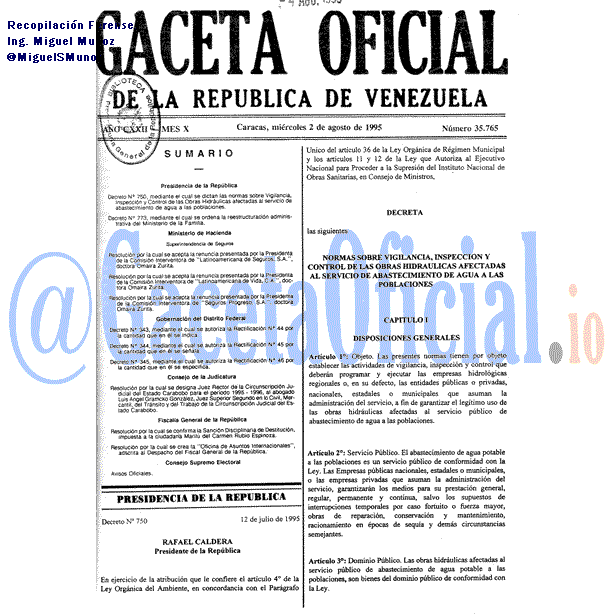 Gaceta Oficial 35765 del 2 Agosto 1995