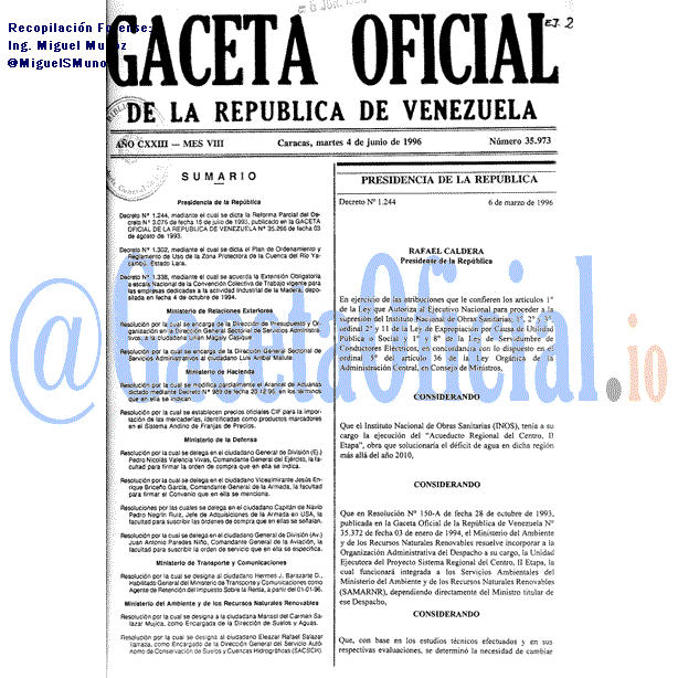 Gaceta Oficial 35973 del 4 Junio 1996