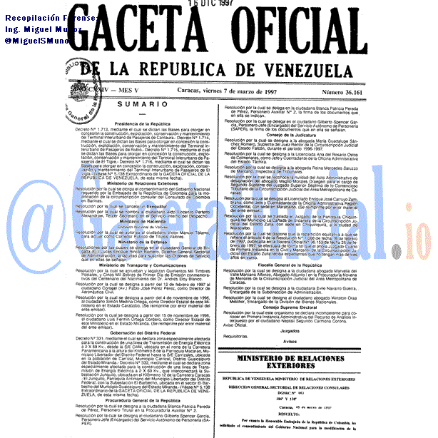 Gaceta Oficial 36161 del 7 Marzo 1997
