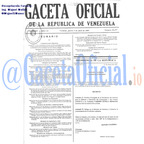 Gaceta Oficial 36177 del 3 Abril 1997