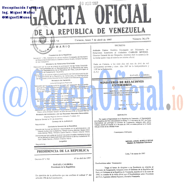 Gaceta Oficial 36179 del 7 Abril 1997
